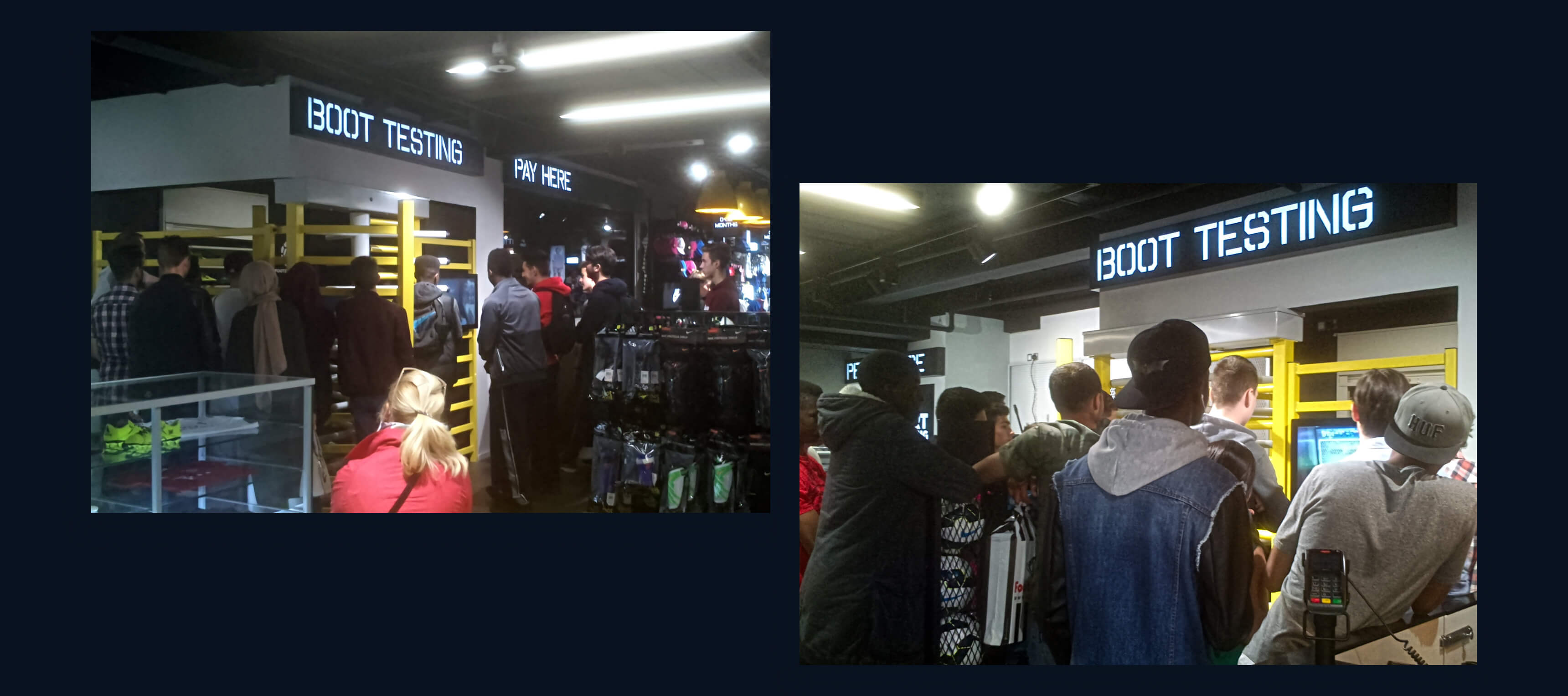 Images of the people crowd around the game area to watch the current player.
