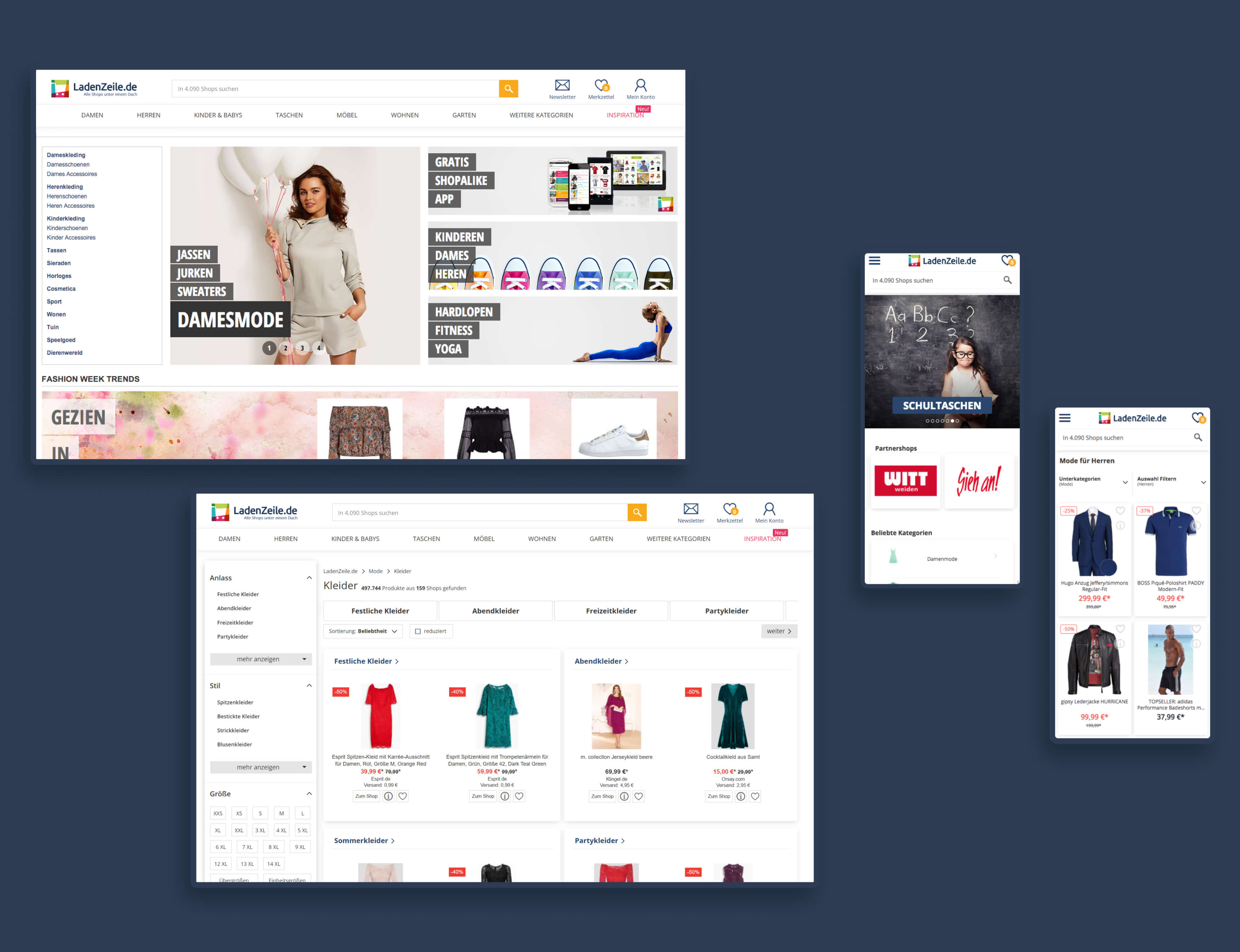 Ladenzeile's old homepage design