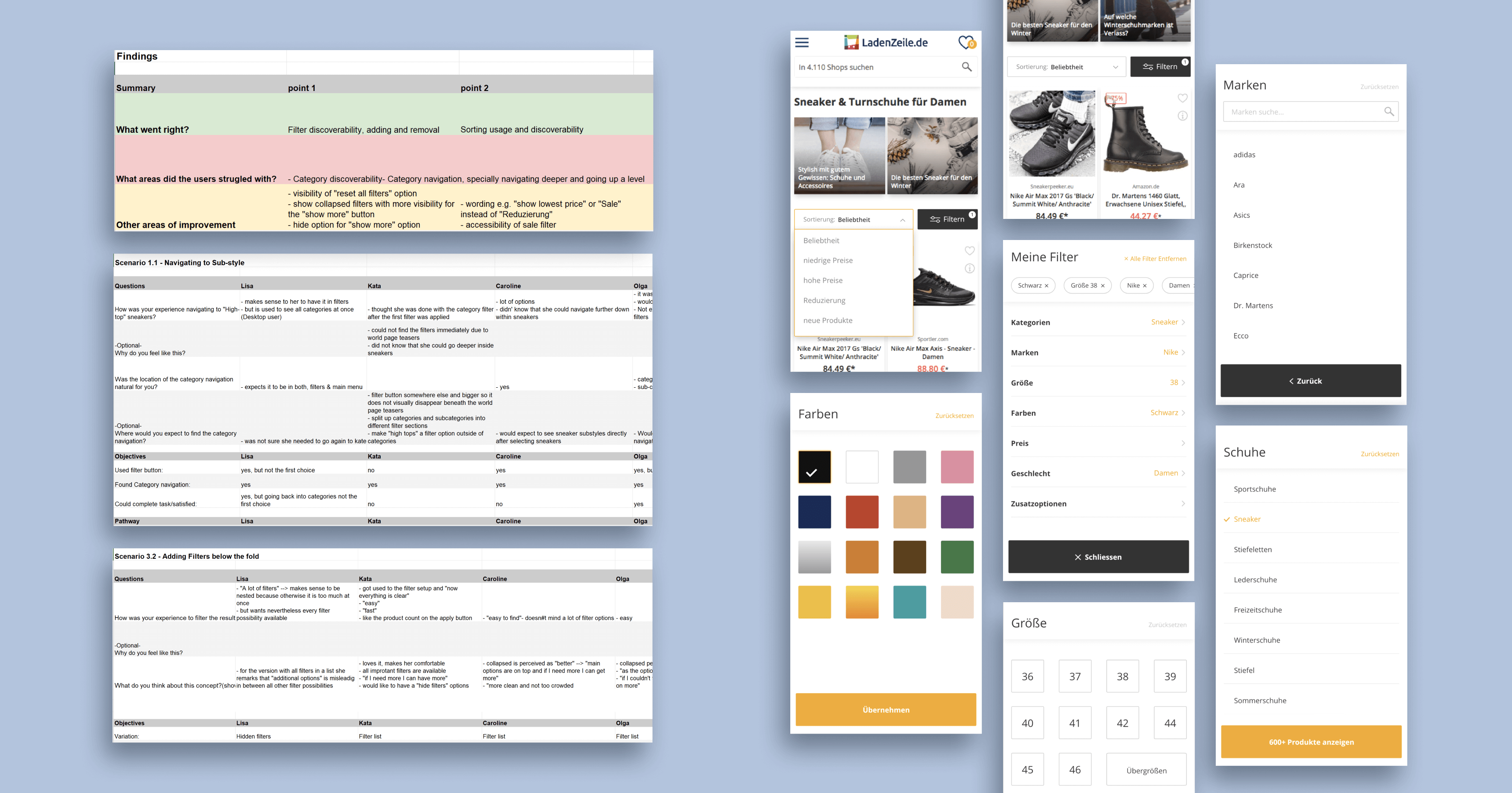 fragments of usability tests with users on the mobile prototype.